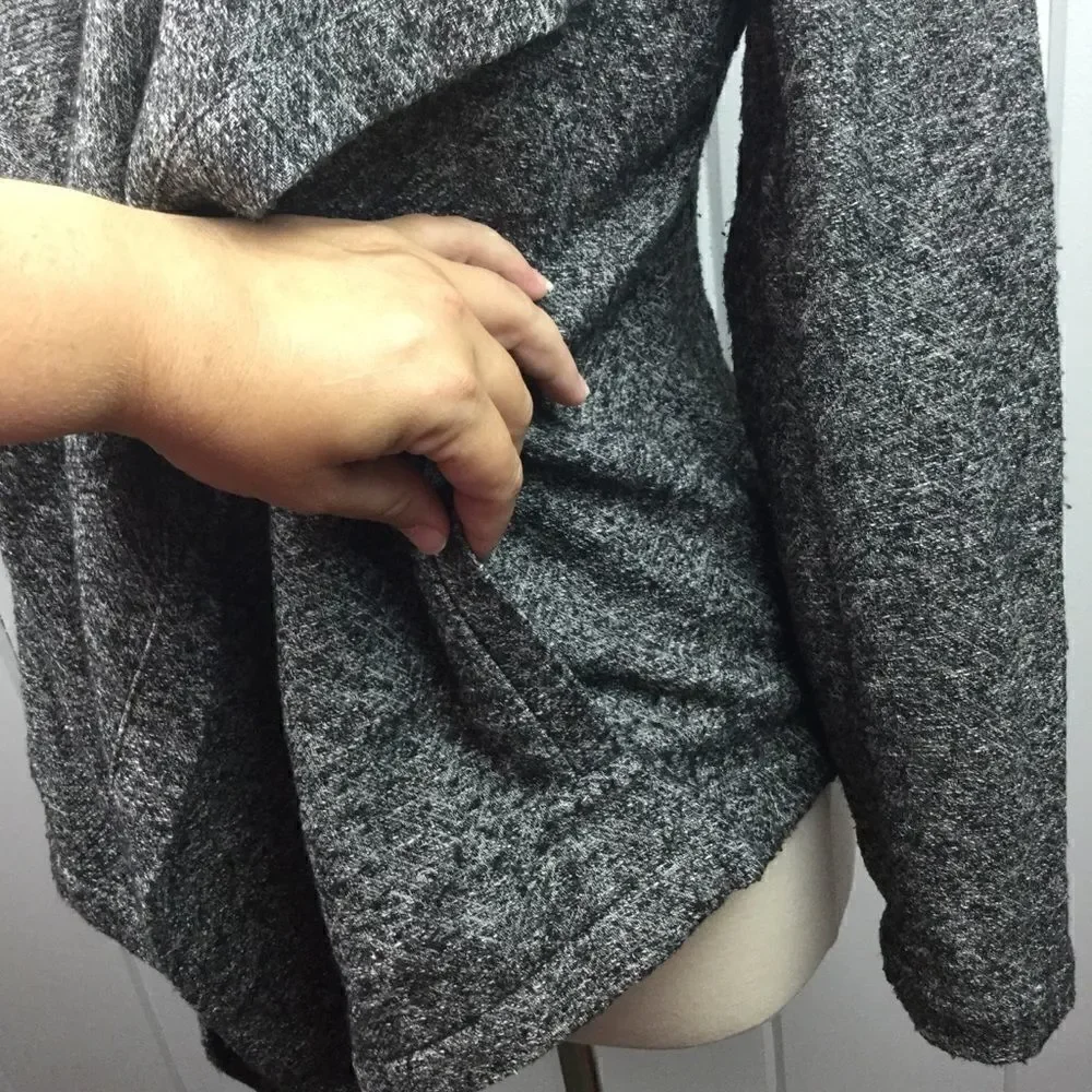 Eileen Fisher Black White Waterfall Cardigan S - Picture 5 of 10